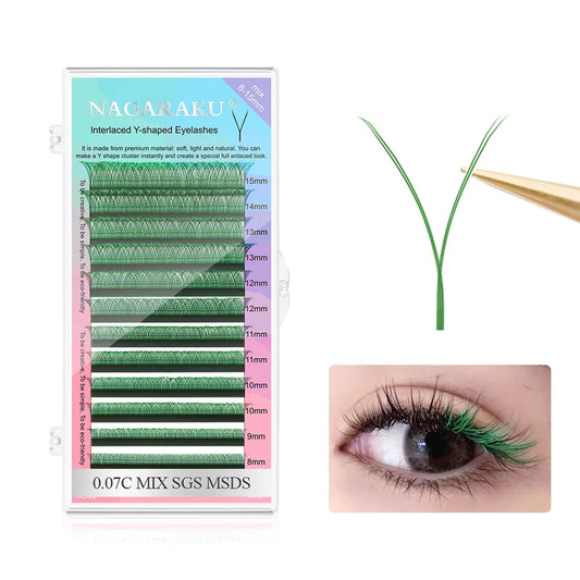 ZuniLuxx Premium 7 individual Colorful Synthetic Mink Lashes in Green